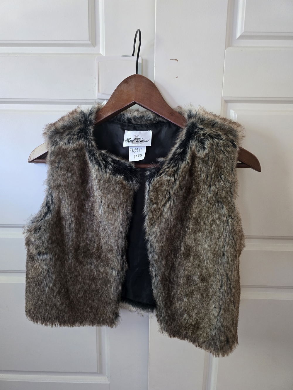 Rare Editions Girls Faux Fur Vest in Brown Tones